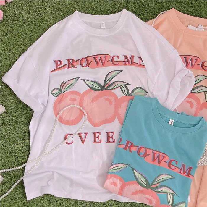 Cute peach print T-shirt yv30856