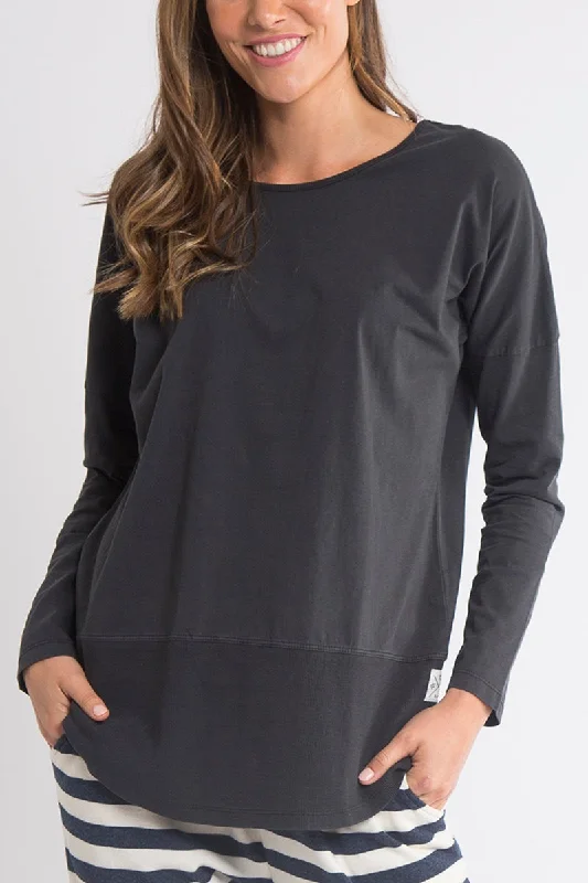 Elm - Fundamental Long Sleeve Rib Tee - Washed Black