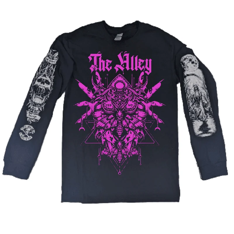 Gothic Ouija Moth Tshirt with Printed Long Sleeves