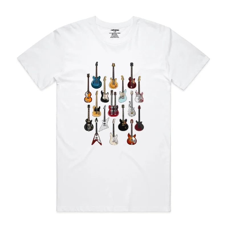 Isthatso Cotton Graphic T Shirt - Famous Guitars - White