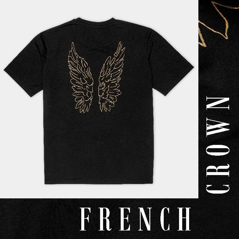 Jade Black Wings Hand Painted Premium Cotton T-shirt