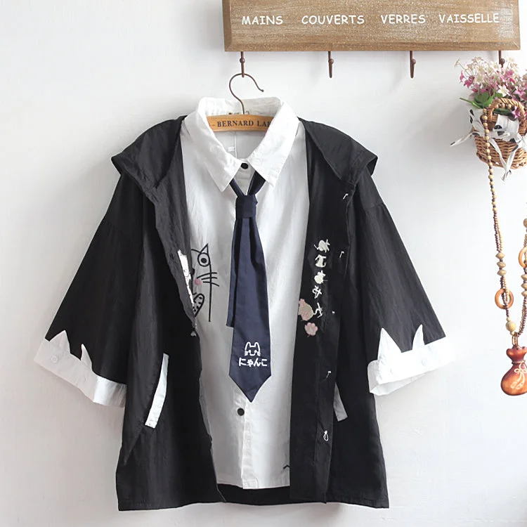 S / black coat + shirt B