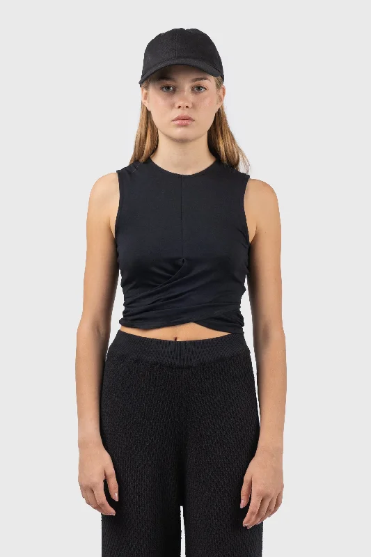 Wrap Detail Cropped Jersey Vest