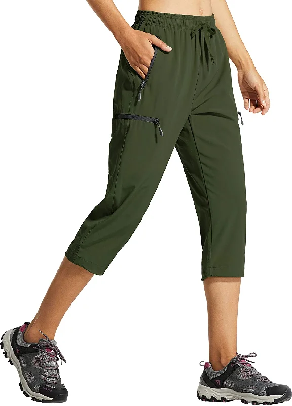 FashionSierra - Cargo Hiking Pants Lightweight Quick Dry Capri Pants Athletic Workout Casual Outdoor Zipper Pockets