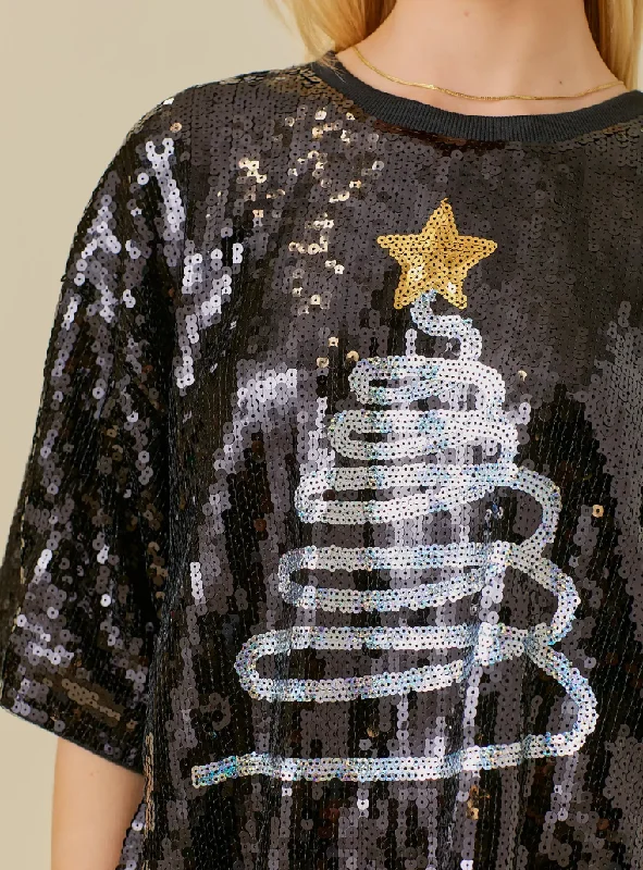 P10758 Sequin Christmas Tree Black