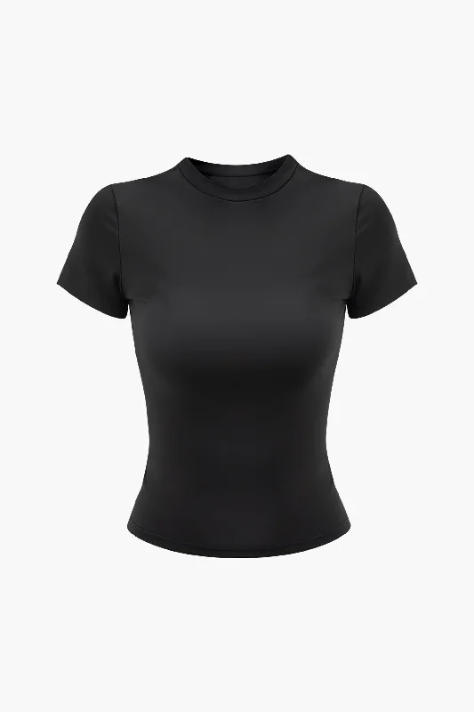 Basic Solid Round Neck T-shirt