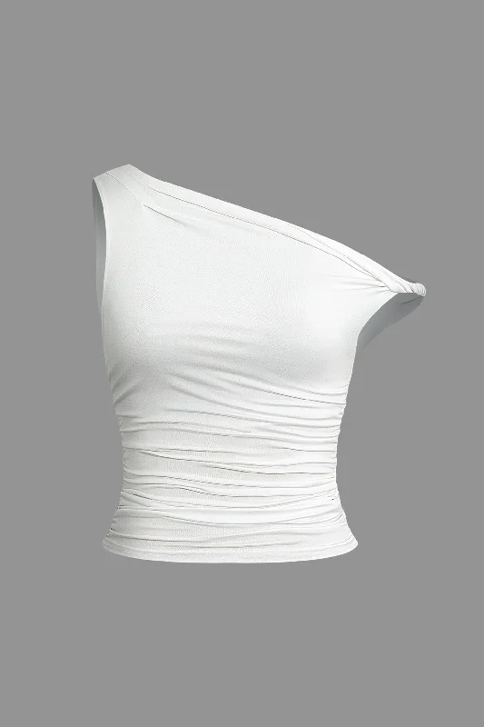 Basic Asymmetric Ruched T-shirt