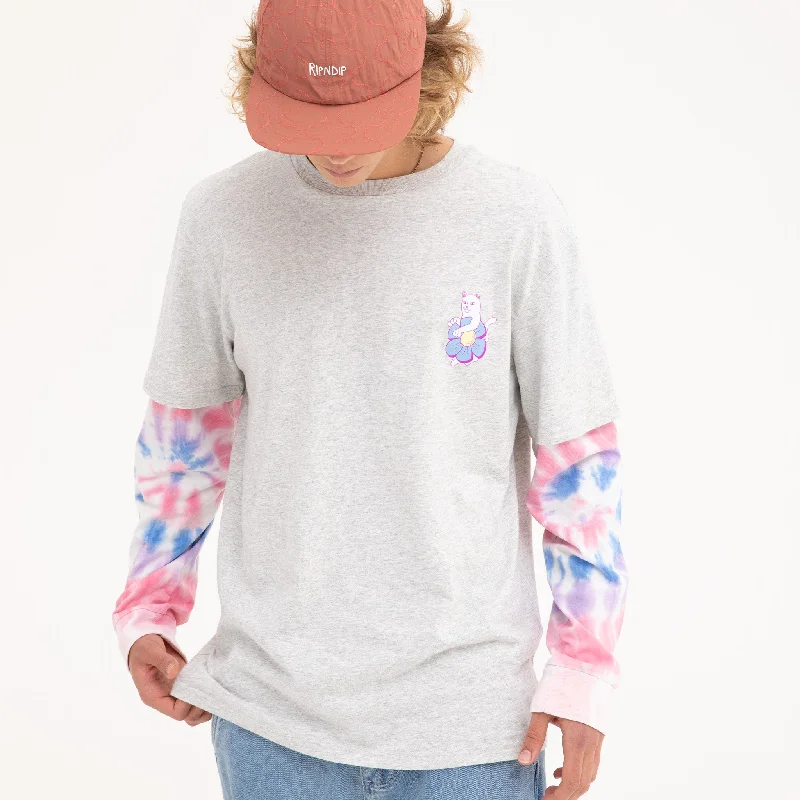 Nature Is Healing Double Sleeve Tee (Ash Heather/Pink)