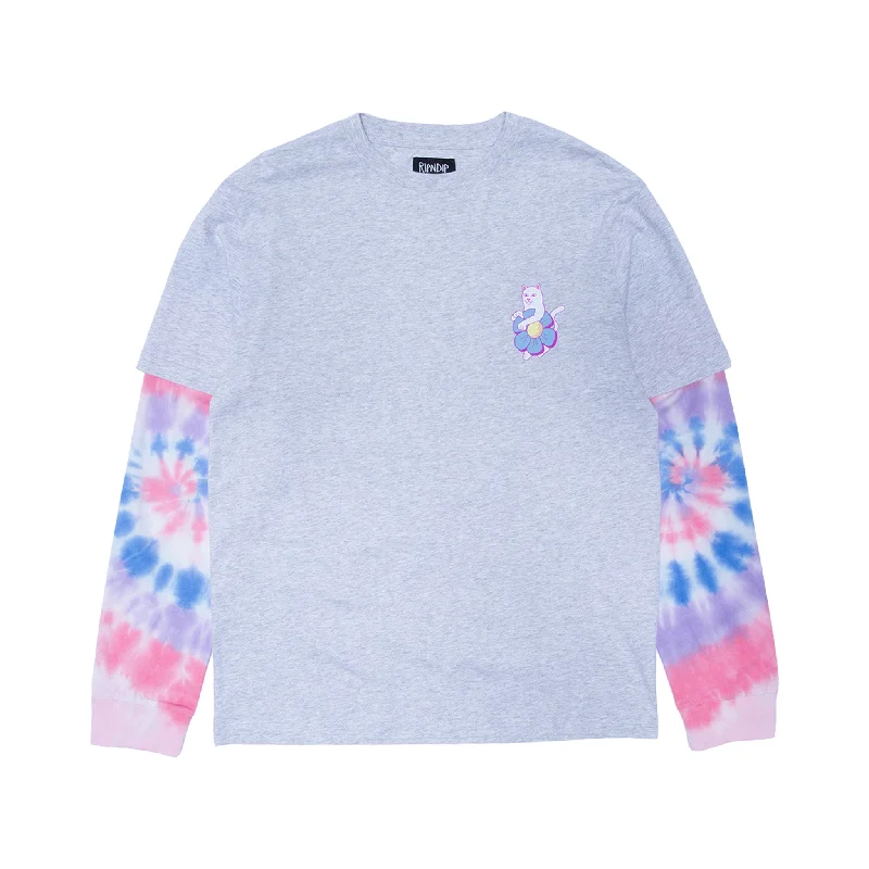 Nature Is Healing Double Sleeve Tee (Ash Heather/Pink)