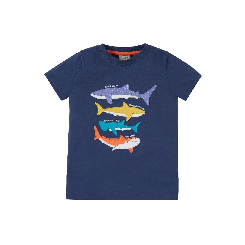 Navy Blue / Sharks Avery Applique T-Shirt - 1 Left Size 7-8 years