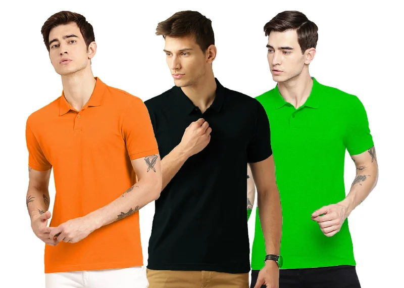 Poly Cotton Solid Half Sleeves Polo T-Shirts (Buy 1 Get 2)