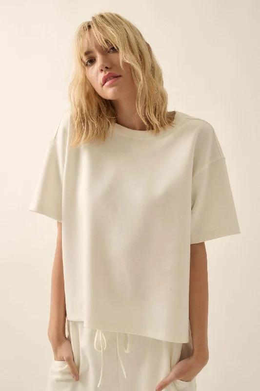 Premium Scuba Loose-Fit High-Low Boxy Tee