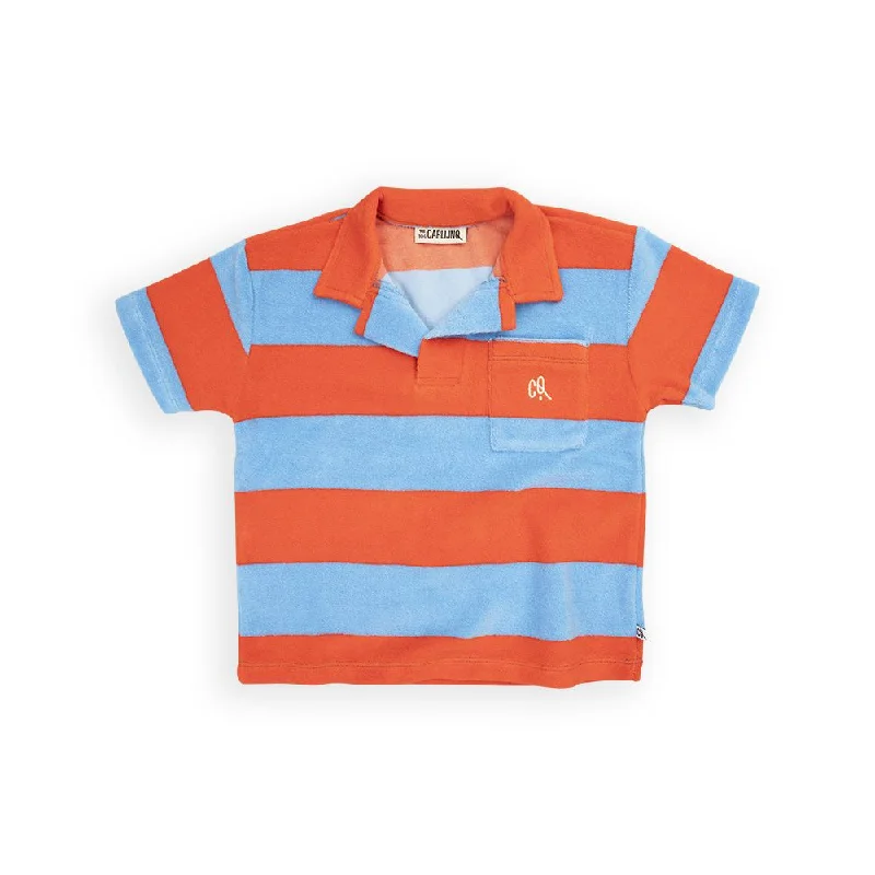 Red / Blue Stripes Terry Short Sleeve Polo Shirt