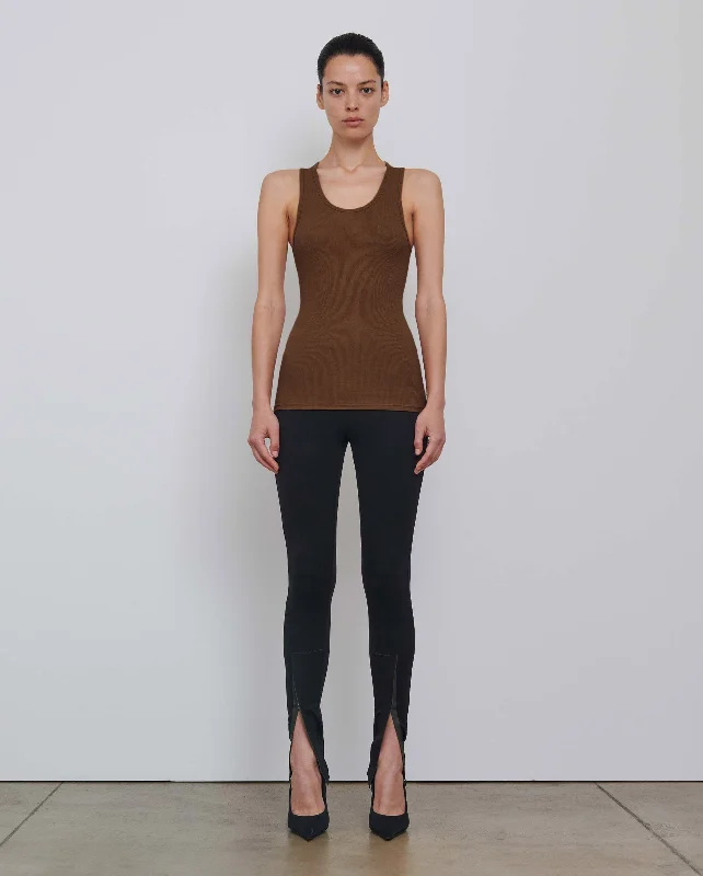 RIBBED TANK / BROWN