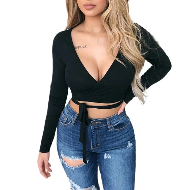 FashionSierra - Sexy Solid Long Sleeve T-Shirt