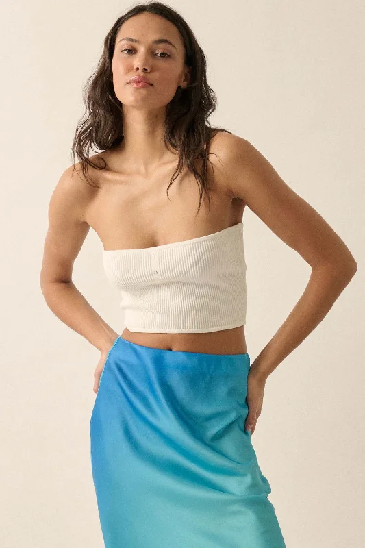 Shaper Fit Rib-Knit Bandeau Tube Top