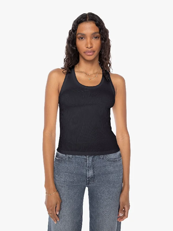 SPRWMN Rib Fitted Scooped Tank - Black