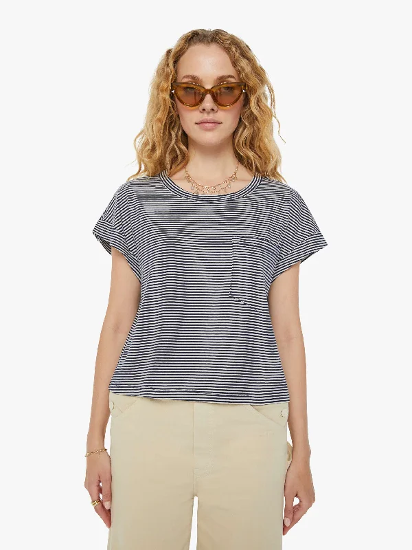 The Keep On Rolling Pocket Tee - Cream And Navy Stripe