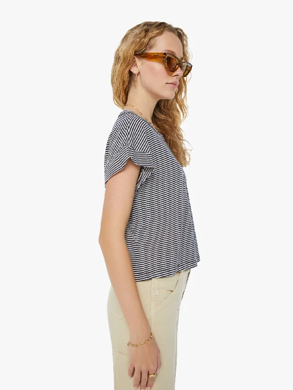 The Keep On Rolling Pocket Tee - Cream And Navy Stripe