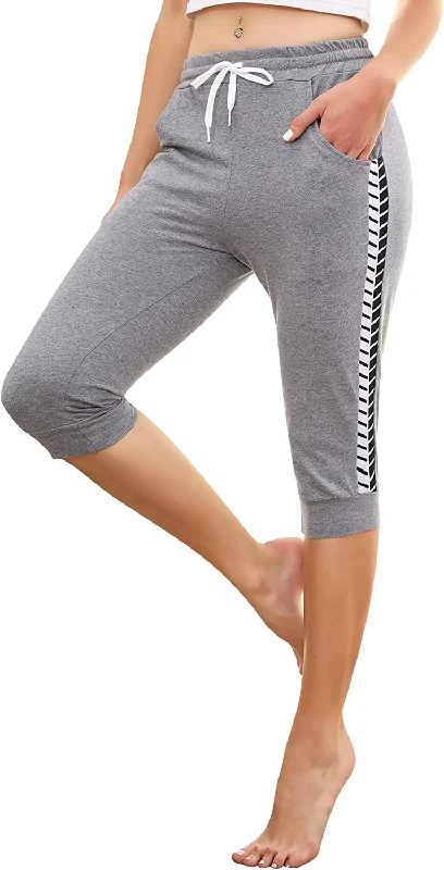 FashionSierra - Capri Sweatpants Casual Lounge Cotton Yoga Pants Elastic Drawstring Cropped Joggers