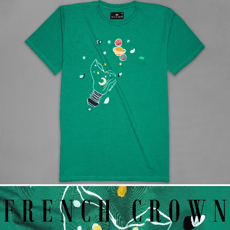 Tropical Green Hand Painted Premium Cotton T-shirt