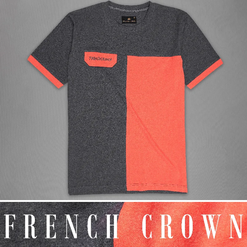 Wenge Gray and Persimmon Red Organic Cotton T-shirt