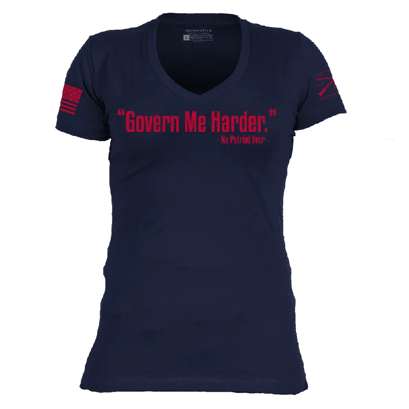 Women's Govern Me Harder V-Neck - Midnight Navy