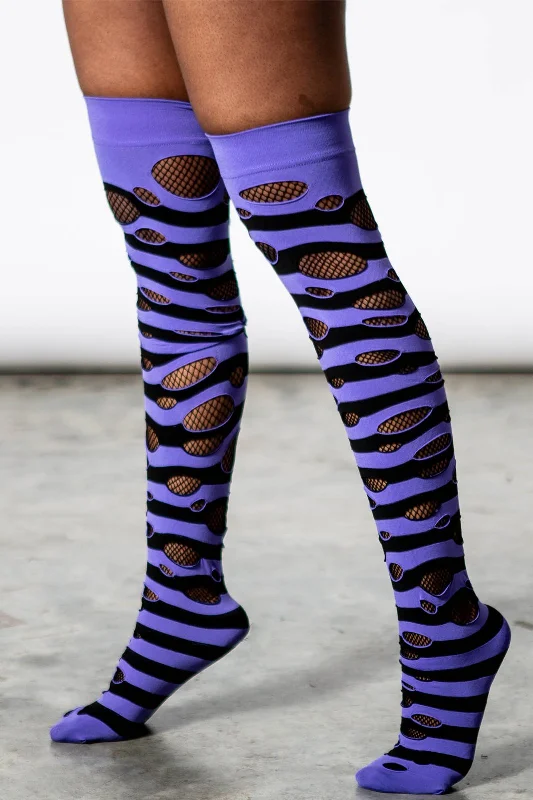 Wretched Soul Distress Socks - Black/Plum