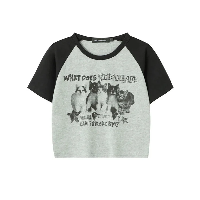 DressBetty - 2024 Y2K Cat Print Crop Top for Women