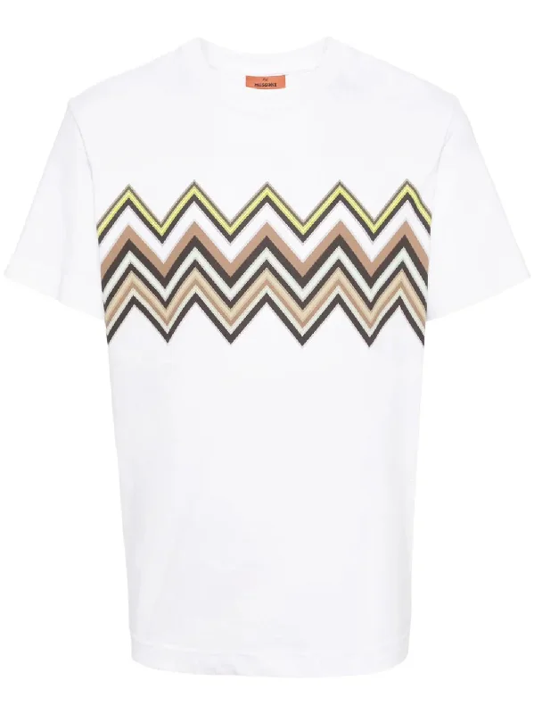 Zigzag-Print Cotton T-Shirt